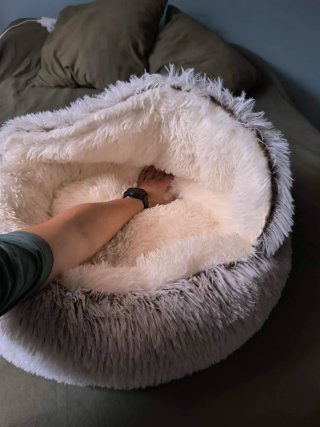 Cama nido suave pelito beige y blanco