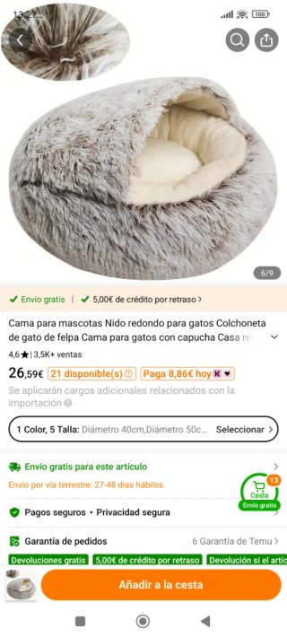 Cama nido suave pelito beige y blanco