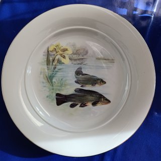 Vajilla de porcelana con peces