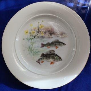 Vajilla de porcelana con peces