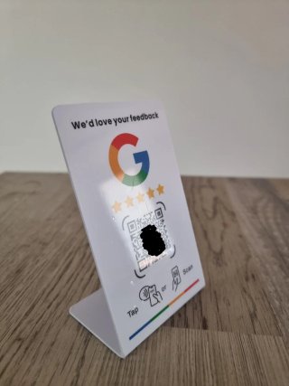 Soporte NFC + QR para mostrador - +Reseñas en maps