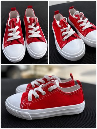 Zapatos de niño rojos y blancos talla 28