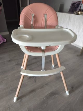 Trona bebé rosa y madera