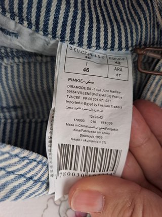 Peto Denim corto Pimkie rayas T.42