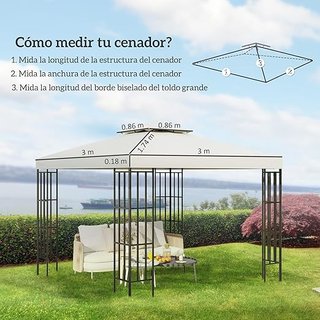 Techo Repuesto Cenador Outsunny 3x3m Beige