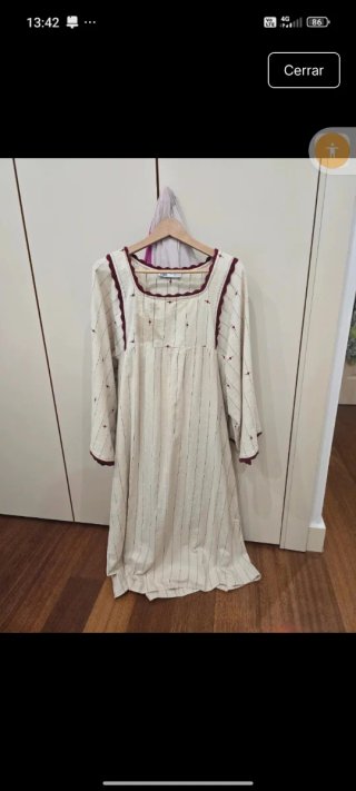 Vestido Zara Beige Rayas algodón y lino nunca usad