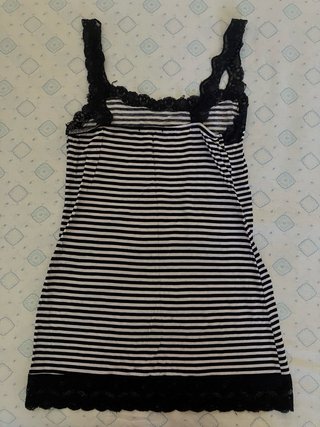 Canottiera Tezenis a righe con pizzo nero