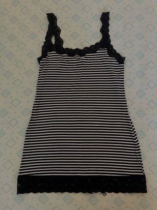 Canottiera Tezenis a righe con pizzo nero