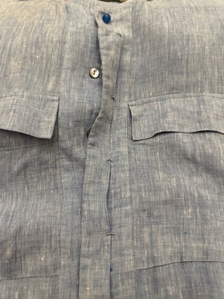 Camisa o sobrecamisa de lino azul