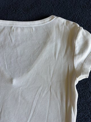 Camiseta Crop Pull&Bear Blanca Talla S de algodón.