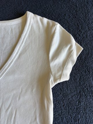 Camiseta Crop Pull&Bear Blanca Talla S de algodón.
