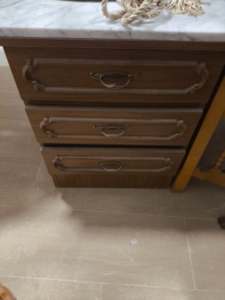 2 Mesitas de Noche Madera y Mármol