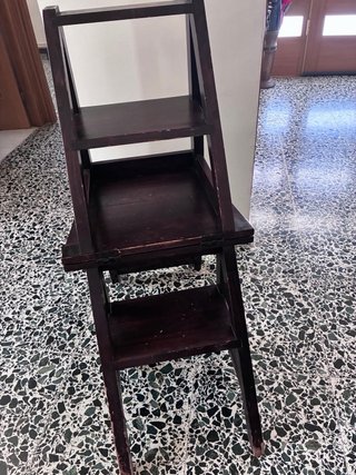 Silla Escalera Plegable Madera Oscura