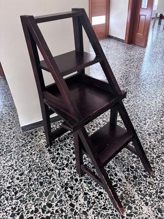 Silla Escalera Plegable Madera Oscura