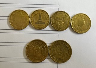 Lote 6 monedas céntimos euro coleccionables