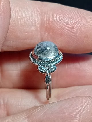 Anillo Plata Ley piedra luna talla exacta 12,5 mm