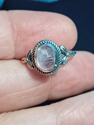 Anillo Plata Ley piedra luna talla exacta 12,5 mm