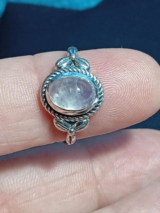 Anillo Plata Ley piedra luna talla exacta 12,5 mm