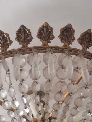 Lámpara de techo cristal y metal dorado
