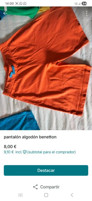 Pantalón corto algodón Benetton chico