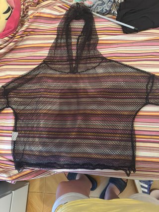 Camiseta de malla con capucha multicolor