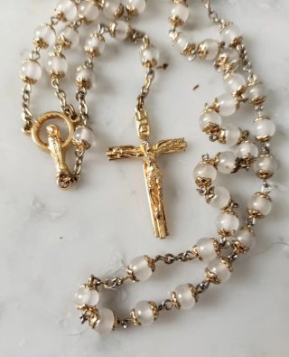 Collana Rosario Calcedonio Bianco Roma