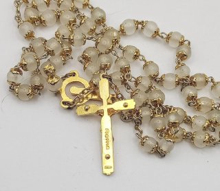 Collana Rosario Calcedonio Bianco Roma