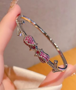 Bracciale rigido tulipani placcato oro 14 KT