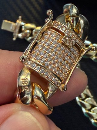 Cadena Cubana acero 18K Bañada en Oro y pulsers