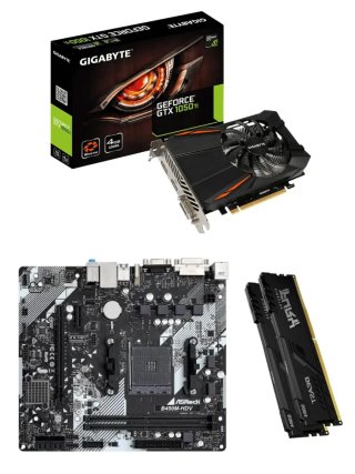 Placa Base ASRock B450 + 16GB DDR4 + GTX 1050Ti
