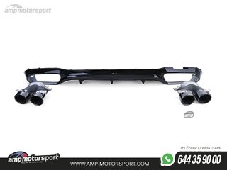 DIFUSOR TRASERO NEGRO BRILLO CON COLAS REDONDAS NEGRAS PARA MERCEDES CLASE E W213