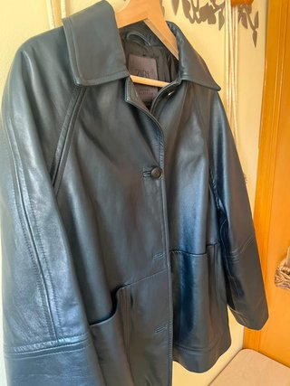 Chaqueta de cuero Zara verde oscuro