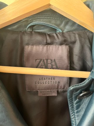 Chaqueta de cuero Zara verde oscuro