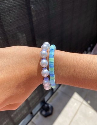 Conjunto 2 Pulseras Perlas y Abalorios