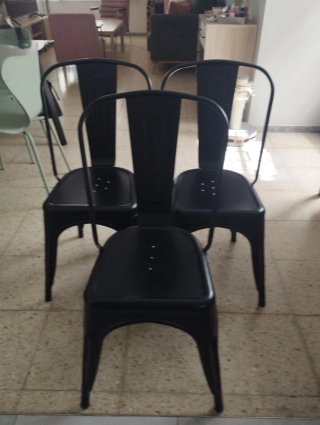 Lote 3 Sillas Metálicas Negras Estilo Tolix
