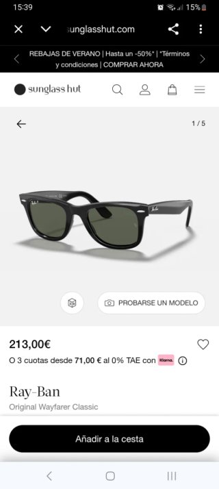 Gafas de sol Ray-Ban Wayfarer Classic Negras