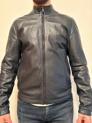 Chaqueta de cuero reversible negra