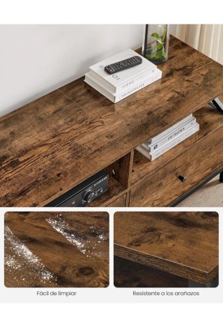Mueble TV VASAGLE Marrón Rústico/Negro