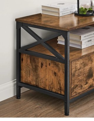 Mueble TV VASAGLE Marrón Rústico/Negro