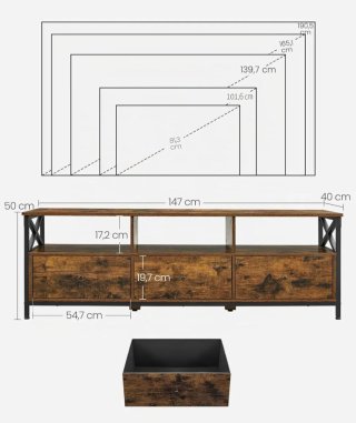 Mueble TV VASAGLE Marrón Rústico/Negro