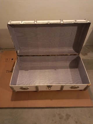 Baúl blanco y plateado