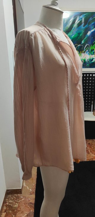 Blusa Souvenir rosa antico con nappe
