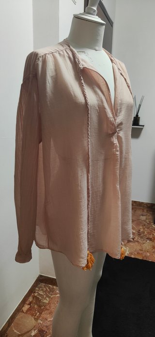 Blusa Souvenir rosa antico con nappe