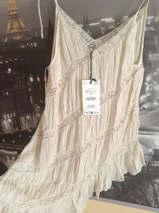 Top Zara blanco y azul