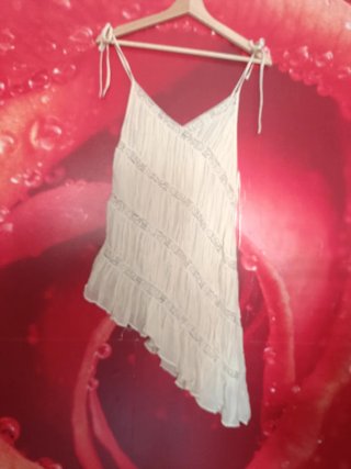Top Zara blanco y azul