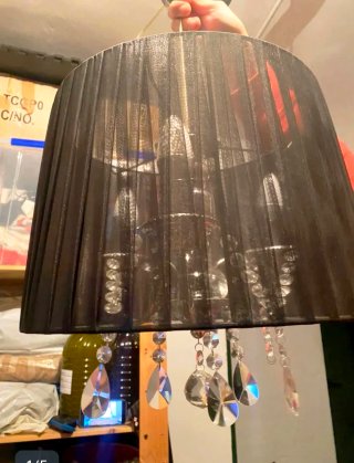 Lámpara araña pantalla y colgantes cristal