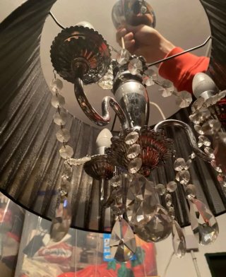 Lámpara araña pantalla y colgantes cristal