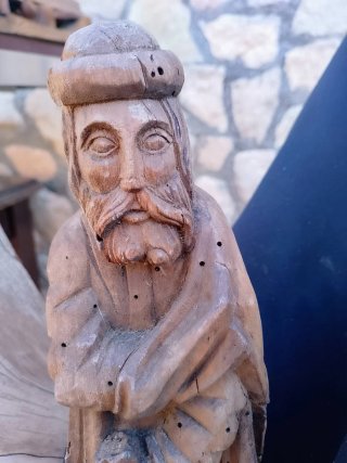 Antigua talla madera artesanal Santo (San Pedro?)