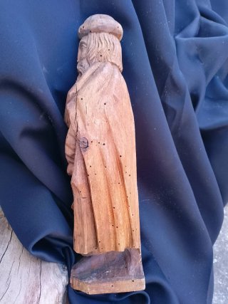 Antigua talla madera artesanal Santo (San Pedro?)
