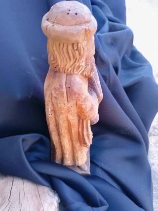 Antigua talla madera artesanal Santo (San Pedro?)